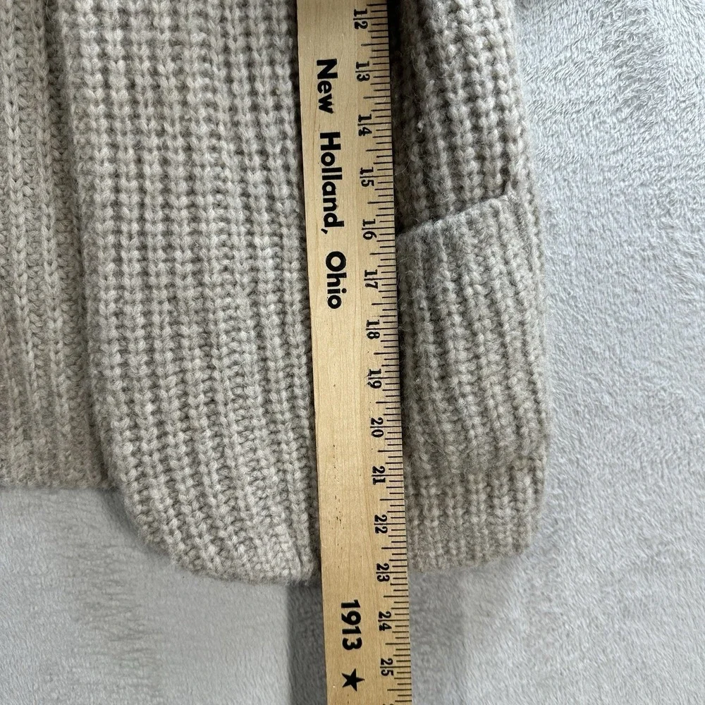White + Warren Plush Alpaca Blend Open Jacket Sweater Oat Straw Sz M Chunky Knit